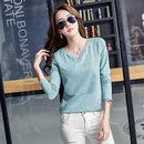 FEKEHA White T-shirt Women Spring Autumn Cotton Female Long Sleeve T Shirts V-Neck Ladies Tops Casual Tees