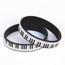 1PC Hot Sale Black White Printed Piano Keycboard Silicone Wristband Music Note Bracelet &amp;Bangles for Music Lover Fans Gift SH081