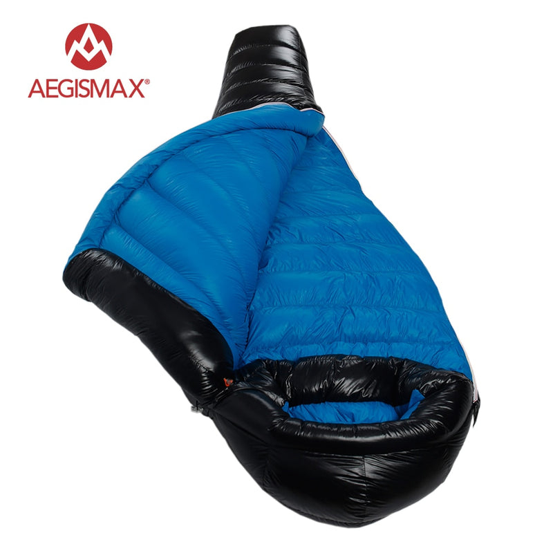 AEGISMAX 95% weiße Gänsedaunen-Mumien-Camping-Schlafsack Kalter Winter Ultraleichtes Schallwand-Design Camping Spleißen FP800 G1-G5