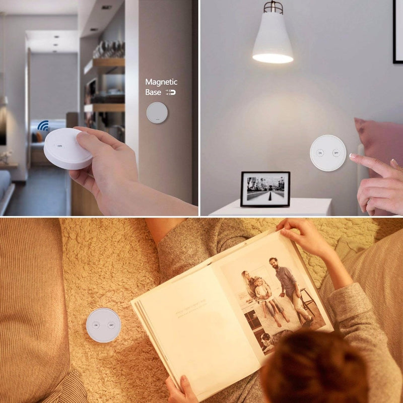 Remote Control Wireless Light Switch with Tiny Relay Module 2500W Magnetic Wall Switch or Be Portable 200m Range Easy to Install