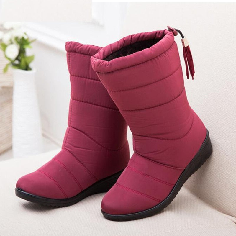 Nuevas Botas de Mujer, Botas de invierno impermeables, Botas de nieve cálidas para Mujer, zapatos de Mujer, zapatos de invierno, Botas de tacón para Mujer