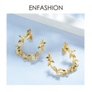 ENFASHION Olive Branch Leaf Hoop Earrings For Women Gold Color Statement Metal Flower Big Hoops Earings Fashion Jewelry EC191072