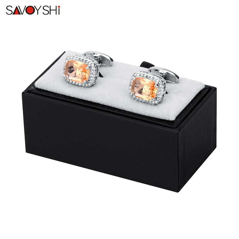 SAVOYSHI Luxury Wedding Shirt Cufflinks for Mens Gift Crystals Cuff links Brand High Quality Fashion Jewelry Free carving name