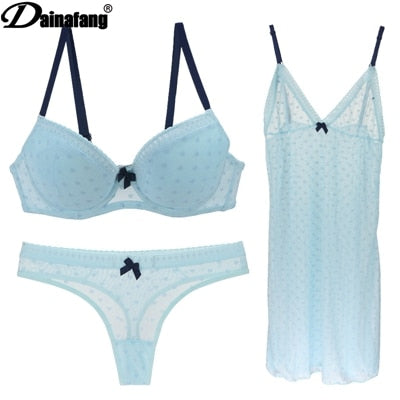 Lencería de marca DAINAFANG 36/80 38/85 40/90 42/95 BC Copa sujetador y breve ropa Sexy camisón conjuntos de ropa interior bragas para mujer