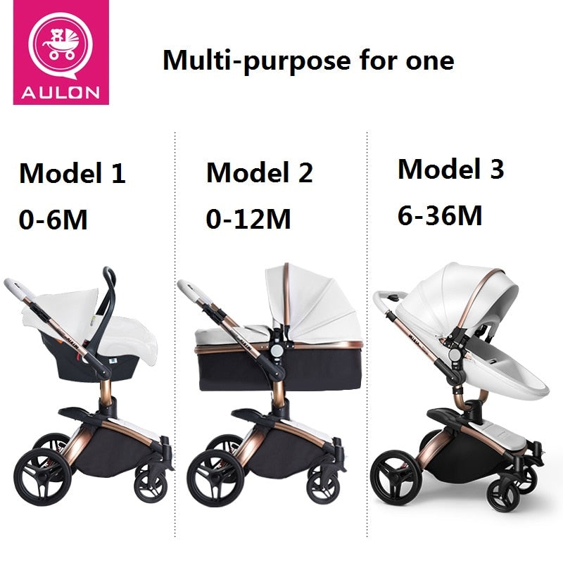 Fast &amp; Free Shipping Aulon Baby Stroller 3 in 1 Free Duty High land-scape  Pram Fashion Carriage on used for New Born to age 4