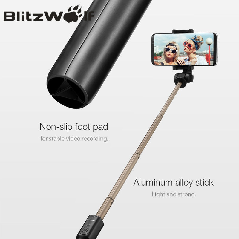 BlitzWolf BS3 bluetooth-compatible Selfie Stick Tripod Extendable Foldable Monopod Wireless Selfie Stick For iPhone For xiaomi