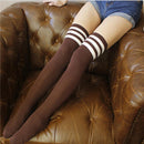 Calcetines hasta el muslo a la moda, medias de algodón de talla grande, calcetines por encima de la rodilla para niña, medias cálidas a rayas para mujer, calcetines largos