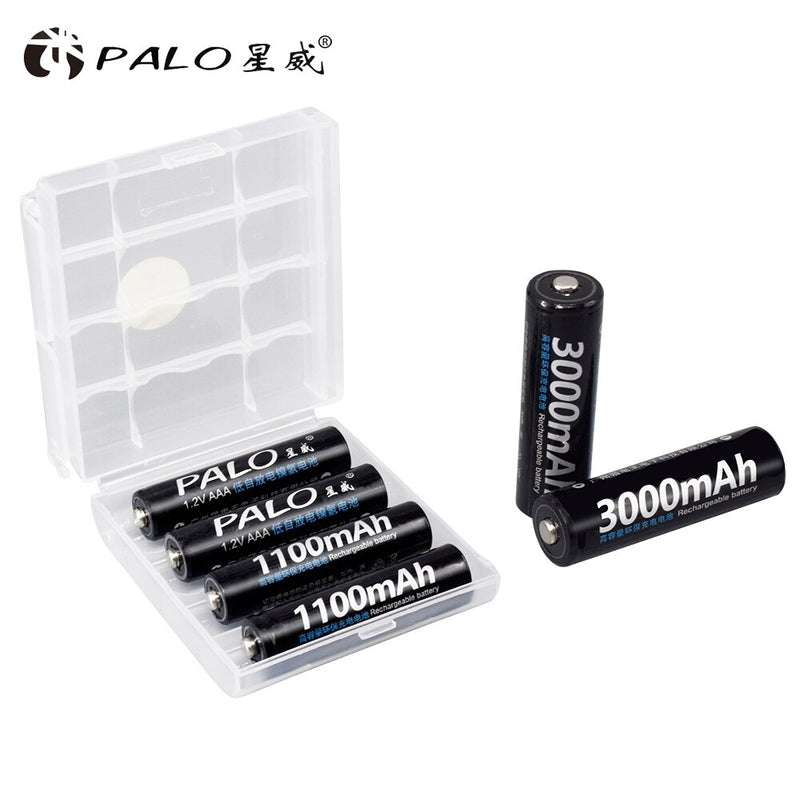 PALO 4Pcs 3000mAh 1.2V AA Rechargeable Batteries+4Pcs 1100mAh 1.2V AAA Battery NI-MH AA AAA Rechargeable Battery for Camera Toy