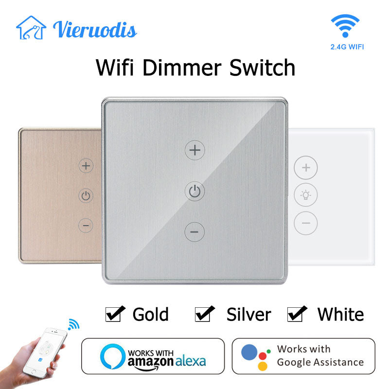 Gold/Silber Led Dimmer Wifi Schalter Smart Life/Tuya Touch Control Stufenlos 400W Mit Glühbirne Kompatibel Funktioniert Alexa Google Assistant