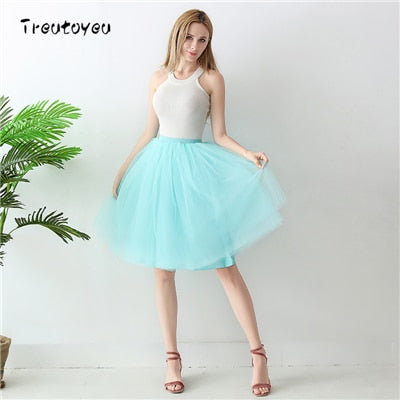 Gothic 7 Layers 65cm Mix Colors Tutu Tulle Skirt Women Streetwear High Waist Pleated Midi Skirts spudniczki jupe rokken faldas