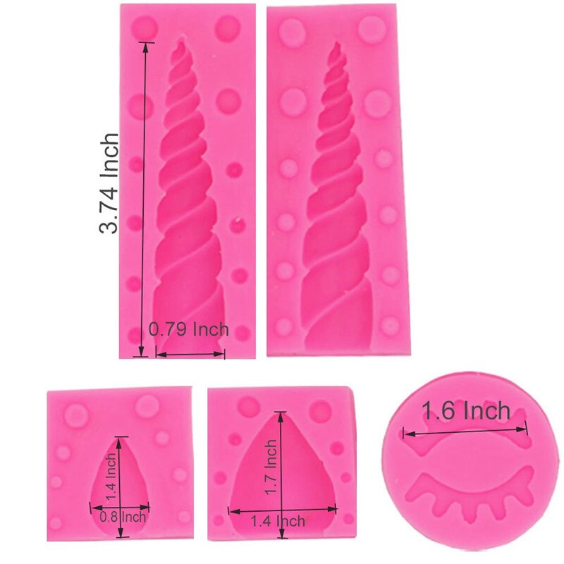 5PCS/Set Unicorn Mold Silicone Mold Fondant Mold Cake Decorating Tools Unicornio Mould Fondant Chocolate Candy Gumpaste Molds