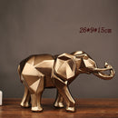 Fashion Abstract Gold Elephant Statue Resin Ornaments Home Decoration Accessories Gift Geometric Elephant Sculpture Crafts Room