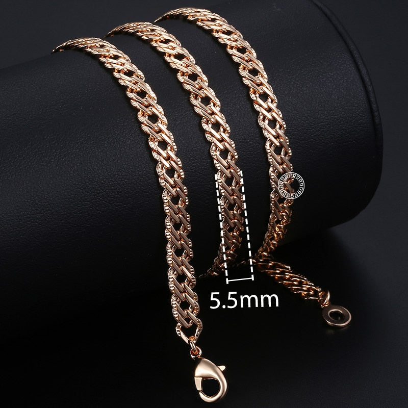 Trendsmax Necklaces for Women Men 585 Rose Gold Venitian Curb Link Chain Necklace 45cm 55cm 60cm Fashion Jewelry KGN453