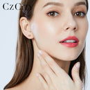 CZCITY, abalorio de marca de lujo, auténticos pendientes de tuerca de bola de cuentas redondas de oro amarillo puro de 18 quilates para mujer, joyería de pendientes de oro para uso diario