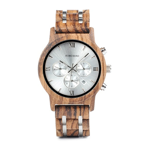 BOBO BIRD Holz Herrenuhr Holz Edelstahl Datum Quarz Chronograph Uhren Luxus Herren Geschenk Uhren relogio masculino