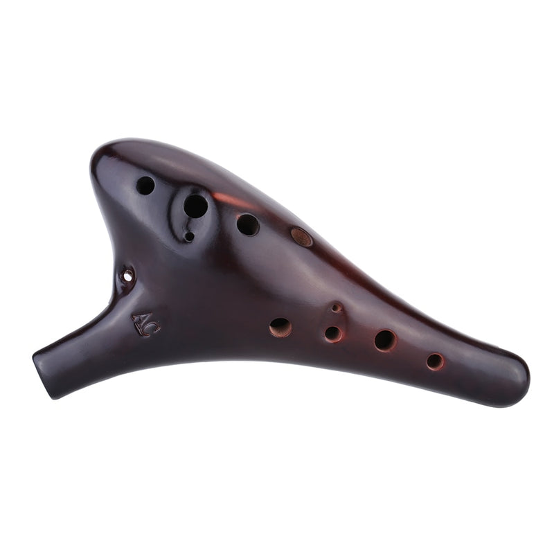 12 Holes Ceramic Ocarina Flute Alto C Smoked Burn Submarine Style Musical Instrument with Music Score for Beginner