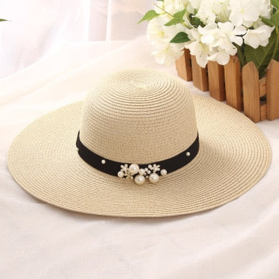 2019 Hot Sale Round Top Raffia Wide Brim Straw Hats Summer Sun Hats for Women With Leisure Beach Hats Lady Flat Gorras