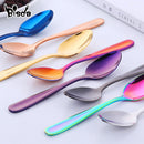 Cucharas de té de 8 Uds., cuchara de café de acero inoxidable, minicuchara dorada creativa, juego de vajilla colorida para postre, cuchara para helado para fiesta