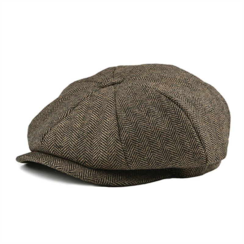 BOTVELA Wool Tweed Newsboy Cap Herringbone Hombres Mujeres Clásico Retro Sombrero con forro suave Driver Cap Negro Marrón Verde 005