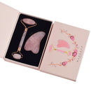 Natural Rose Quartz Facial Roller Massage Guasha Tool Set Face Beauty Slimming Anti Wrinkle  Cellulite Massage Set With Gift Box