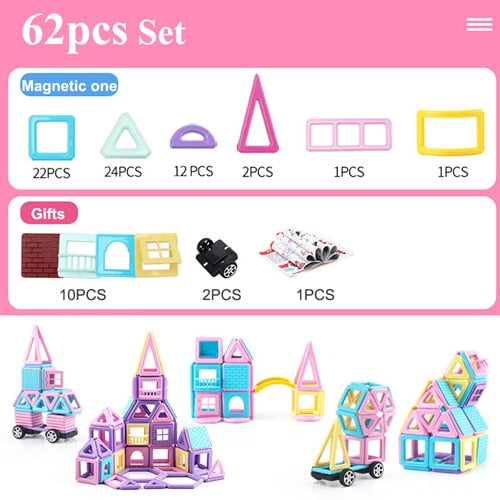 62-258pcs Mini Magnetic Designer Construction Set Model & Building Toys For Children Magnet Blocks Kids Educational Gifts