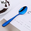 Cucharas de té de 8 Uds., cuchara de café de acero inoxidable, minicuchara dorada creativa, juego de vajilla colorida para postre, cuchara para helado para fiesta