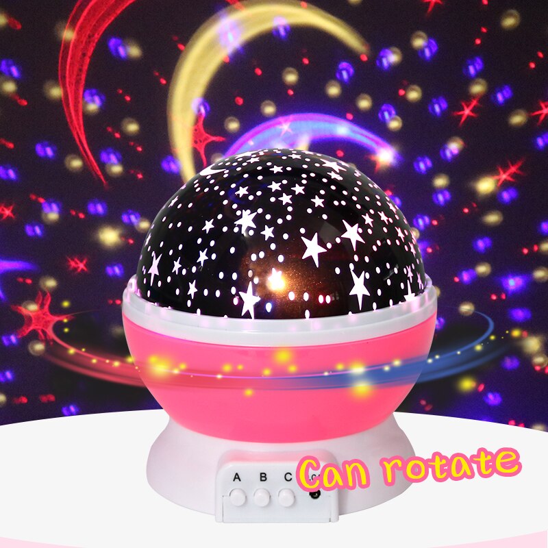 Novedad juguetes luminosos niños dormitorio Luna cielo estrellado LED luz de noche proyector batería USB luz de noche fiesta creativa juguete para regalo