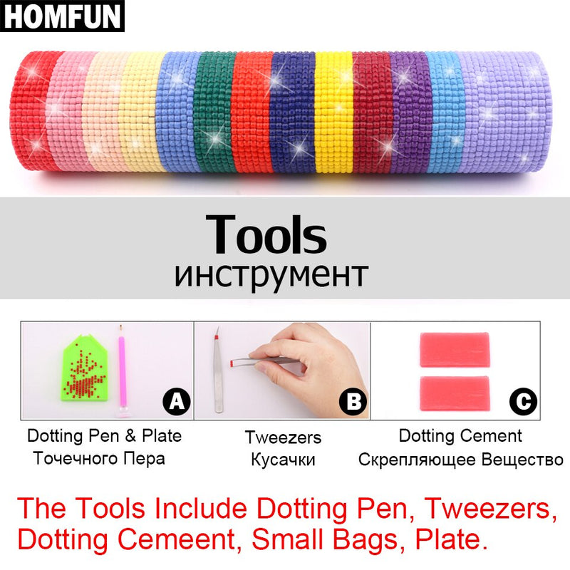 HOMFUN Full Square/Round Drill 5D DIY Diamond Painting &quot;Car house&quot; 3D Embroidery Cross Stitch 5D Home Decor A13442