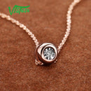 VISTOSO Gold Pendant For Women Pure 14K 585 Rose/white Gold Illusion-Set Miracle Plate Diamond Pendant Round Circle Fine Jewelry