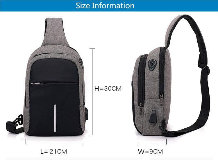 Fengdong kleine USB-Lade Umhängetasche Männer Messenger Bags männliche wasserdichte Schlinge Brusttasche Junge Reisetasche Männer Umhängetaschen