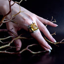 DreamCarnival 1989 Chic Fashion Jewelry Women Ring Big Triangle Cut Zircon Red Flowers Dating Party Drop Shipping Hot WA11658