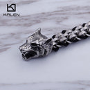 KALEN Punk Animal Wolf Charm Bracelets Men Stainless Steel Pulseira Masculina Leather Wristband Boho Jewelry