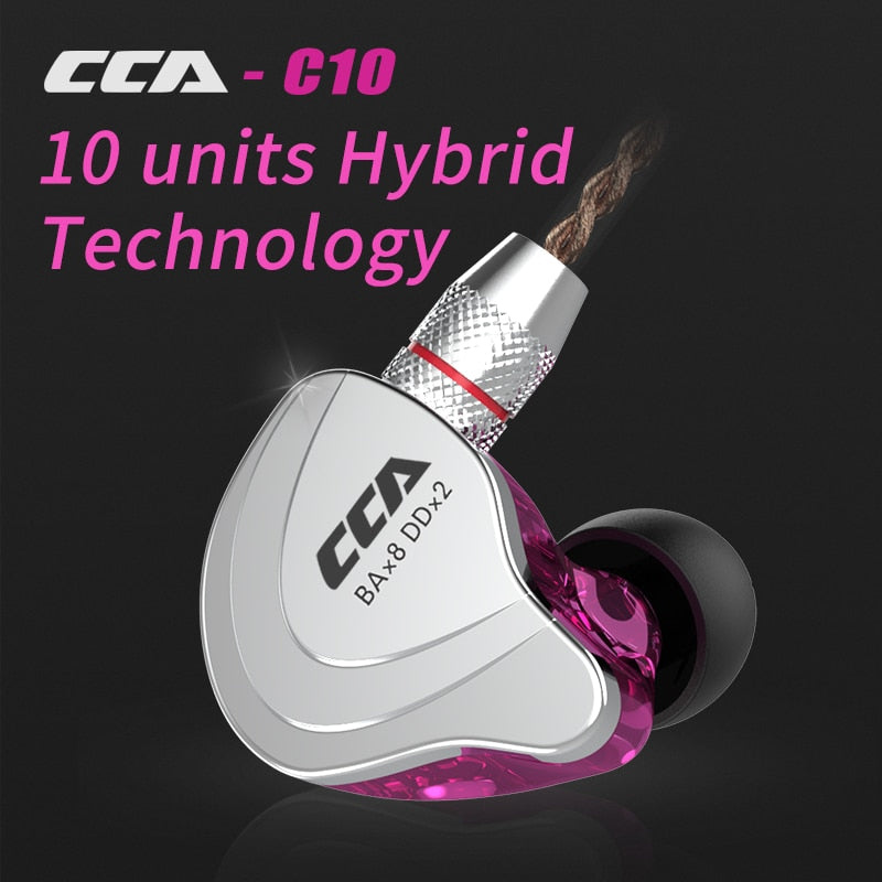 CCA C10 Headphones 4BA+1DD Hybrid Technology HiFi In Ear Music DJ Gamer Sport Earphone Active Noice Cancelling Monitor Headset