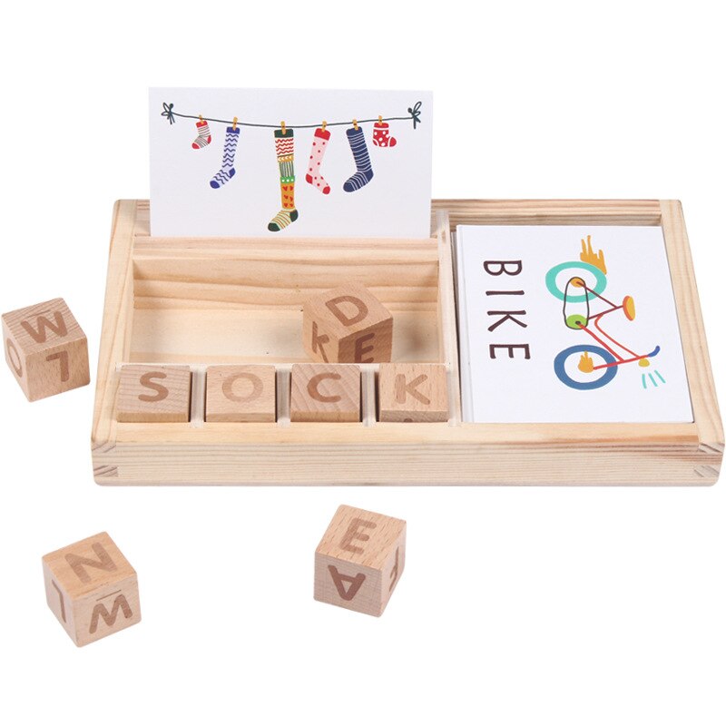 Candywood Wood Spelling Words Game Kids Early Educational Toys for Children Learning Wooden Toys Montessori Education Toy