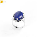 CSJA Neue Frauen Fingerringe Oval Naturstein Cabochon Tigerauge Opal Unakit Rosa Quarz Lapislazuli Chakra Ehering E583