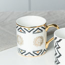 Taza de café de cerámica de flamenco geométrico con mosaico de tótems dorados de lujo, taza de café dorada para desayuno, taza de agua y leche, regalos creativos para parejas
