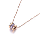 Lokaer Classic Cubic Zirconia Circle Chokers Necklaces Roman Numerals Gold Color Stainless Steel Female Pendant Jewelry N19023