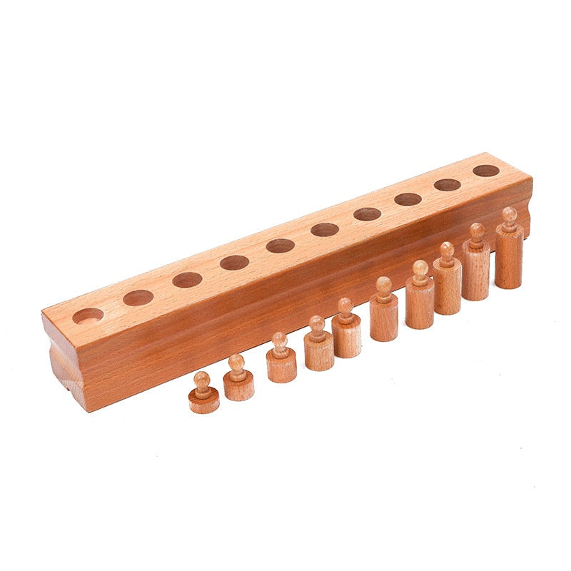 Montessori Knobbled Cylinders Block Sockets Sensorial Materials for Kids Visual Sense Experience Wooden Educational Equipment