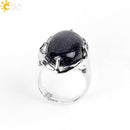 CSJA Neue Frauen Fingerringe Oval Naturstein Cabochon Tigerauge Opal Unakit Rosa Quarz Lapislazuli Chakra Ehering E583