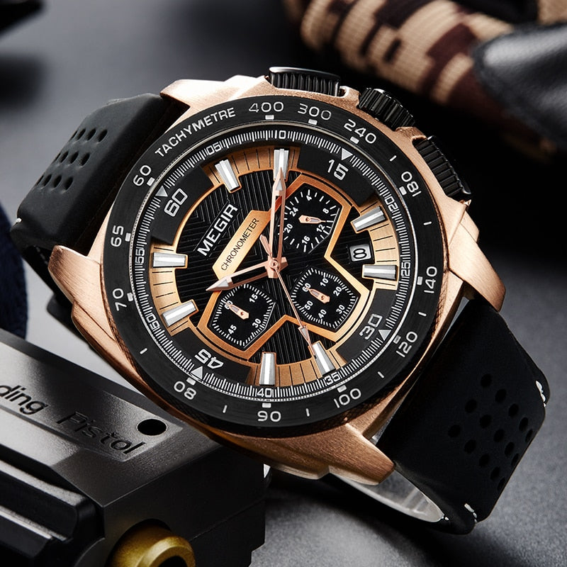 MEGIR Chronograph Herren Armee Militär Sportuhren Mode Lässig Silikonband Quarz Armbanduhr Uhr Relogio Masculino