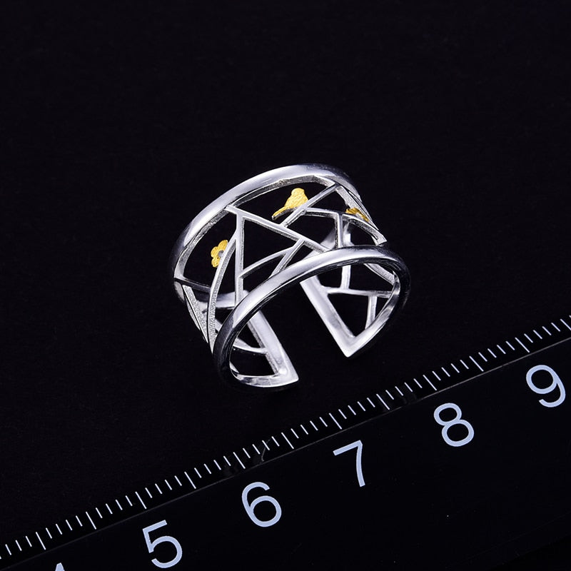 Lotus Fun Real 925 Sterling Silver Open Ring Fine Jewelry Oriental Element Window Decoration Paper-cut Design Rings For Women