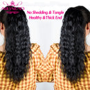 Onda ondulada natural Cordón Cola de caballo Cabello humano Brasileño Afro Clip en extensiones Cabello Remy Onda de agua Cola de caballo 4 peines 150g