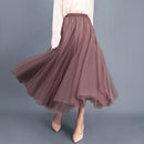 OHRYIYIE Beige Pink Maxi Long Skirt Spring Autumn Womens 2023 New Summer Tulle Skirt Party Mesh A-line Skirts Female Jupe Longue