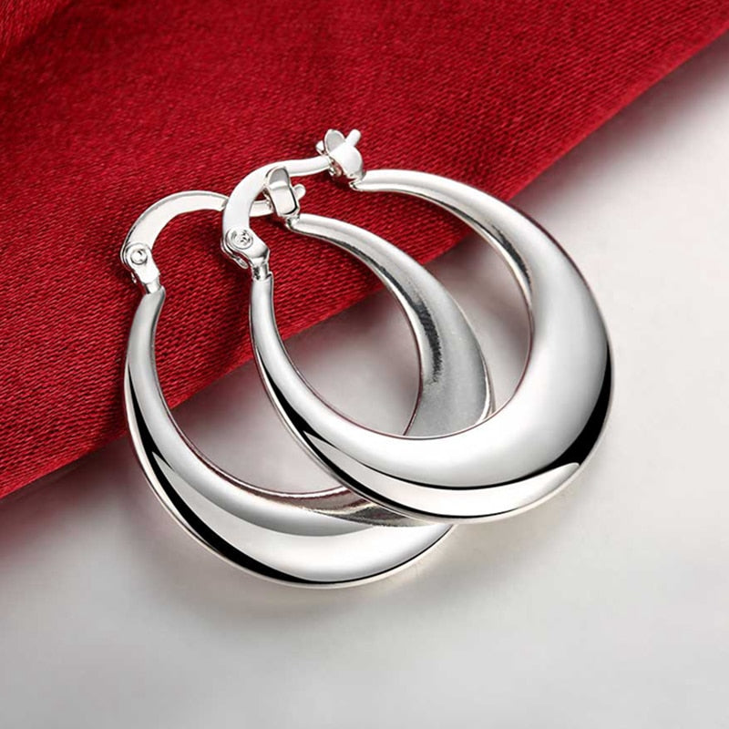 Pendiente de aro de luna de moda de plata 925 para mujer joyería de plata
