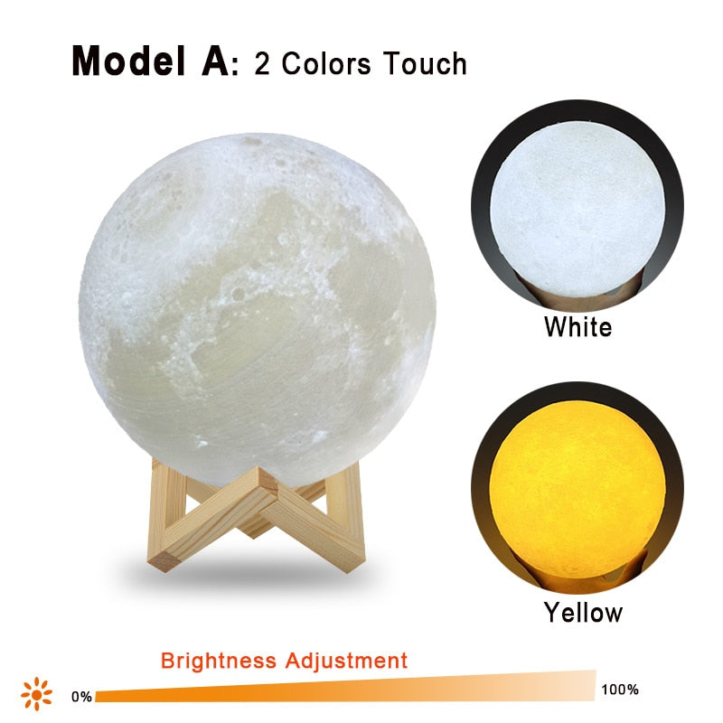 Dropship 3D-Druck Mondlampe 20 cm 18 cm 15 cm Bunte Änderung Touch USB Led Nachtlicht Wohnkultur Kreatives Geschenk