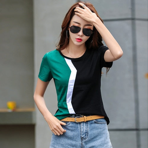 Casual Stitching Female Shirt Casual Women Tops 2023 Frühling Sommer Cool Short Sleeve Shirt Korean Style Fashion Blusas 3189