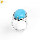 CSJA Neue Frauen Fingerringe Oval Naturstein Cabochon Tigerauge Opal Unakit Rosa Quarz Lapislazuli Chakra Ehering E583