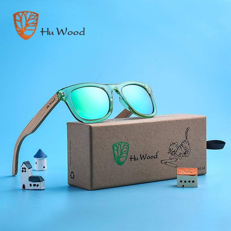 Hu Wood Polarisierte Kindersonnenbrille für Jungen und Mädchen mit recyceltem Rahmen und Bügeln aus Buchenholz | 4 bis 8 Jahre