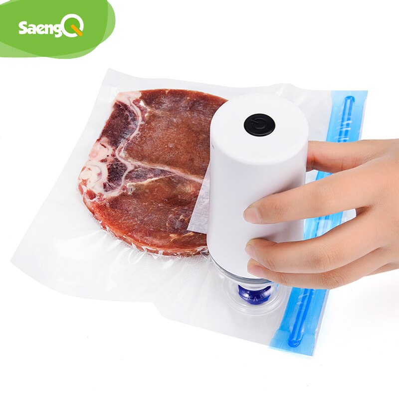 saengQ Handheld Food Vacuum Sealer Packaging Machine Film Container USB Sealer Vacuum Packer With 5 or 10pcs Vacuum Zipper Bags