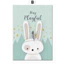 Oso, conejo, zorro, ciervo, guardería, cuadro sobre lienzo para pared, carteles nórdicos de dibujos animados e impresiones, cuadros de pared, decoración para habitación de niños y niñas